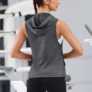 Slant Pocket Drawstring Hooded Sports Tee/ Tank